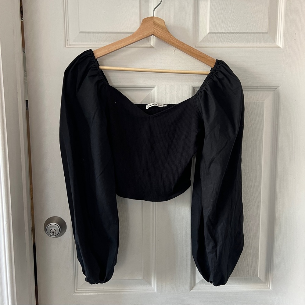 Black cropped long sleeve top from Abercrombie